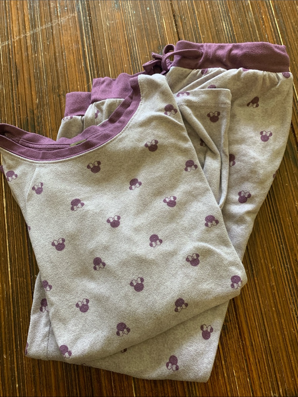 Disney Grey Pajama Set with Purple Mickey Print